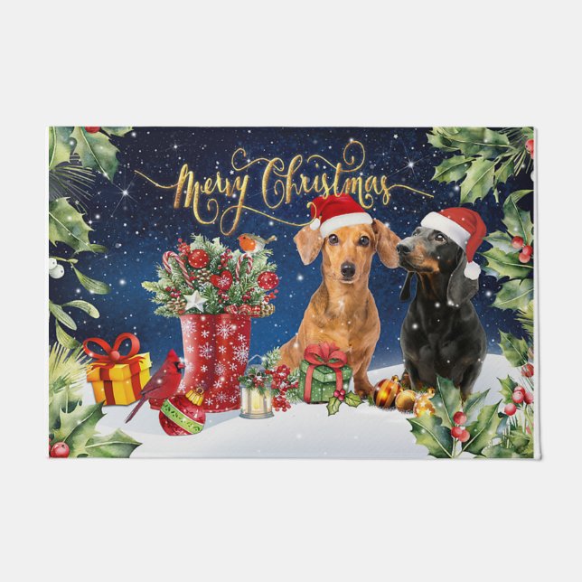 Tapete Portão Personalizado, Cão Feliz de Natal  (Frente)