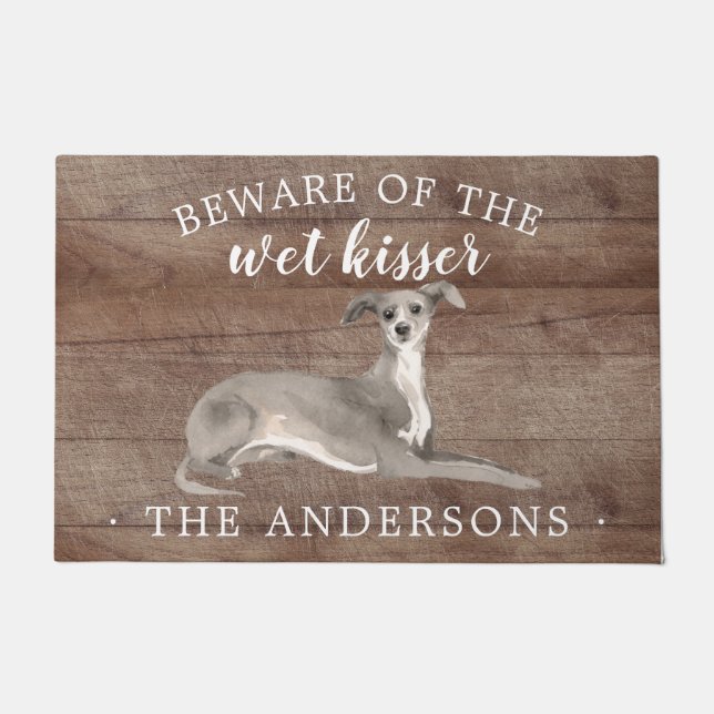 Tapete Portas Personalizadas do Cão de Greyhound Italiano (Frente)