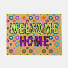 Tapete porteira divertida e colorida bem-vinda ao lar lar