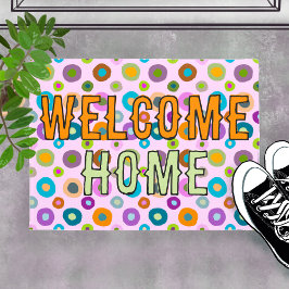 Tapete porteira divertida e colorida bem-vinda ao lar ros
