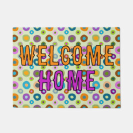 Tapete porteira divertida e colorida bem-vinda ao lar ver