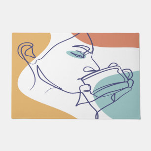 Tapete poster de desenho da arte em linha de café bebendo