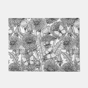 Tapete Prado de dandelion em preto e branco