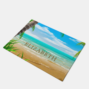 Tapete Praia do Paraíso das Ilhas Tropicais Personalizad