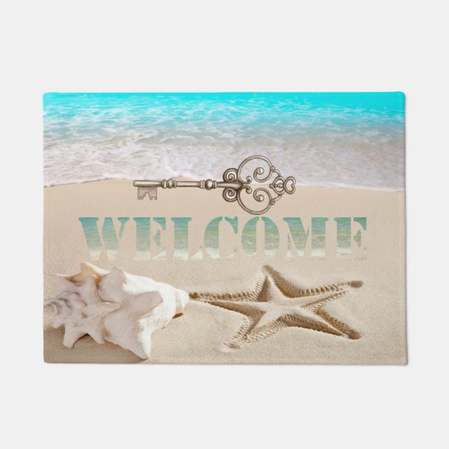 Tapete Praia Tropical, Concha, Estrela-do-Mar, Chave Bem- (Frente)