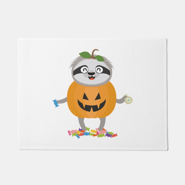 Tapete Presente de fantasia de Pumpkin Sloth Halloween (Frente)