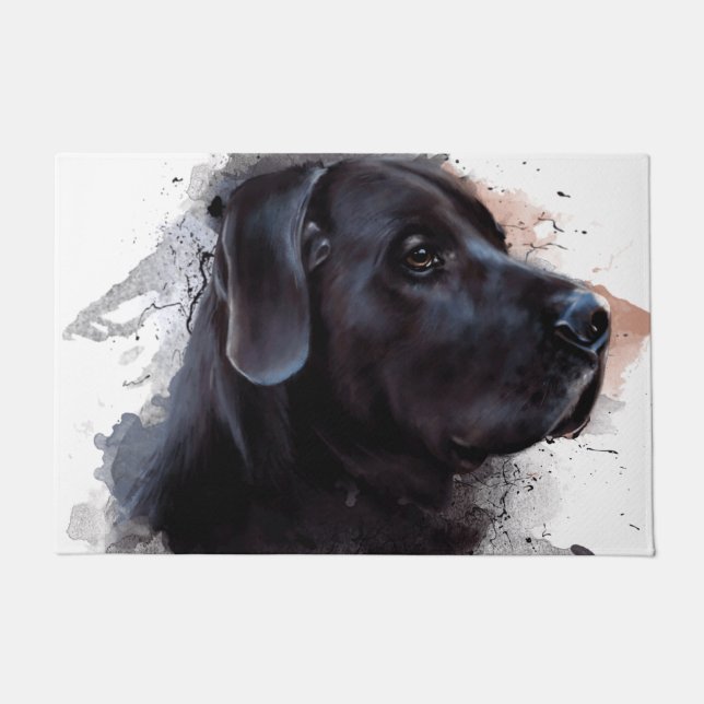 Tapete Preto Labrador Watercolor (Frente)
