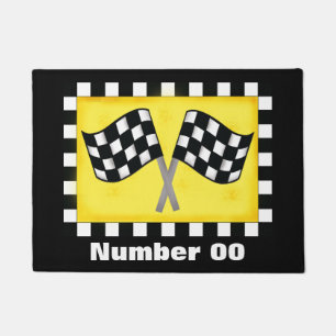 Tapete Preto personalizado do número da raça bandeira