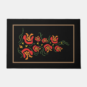 Tapete preto rosa floral preto moderno3' x 2' Área Interi