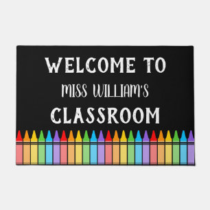 Tapete Professora Sala de Aula Bem-vinda, Crayons Door Ma