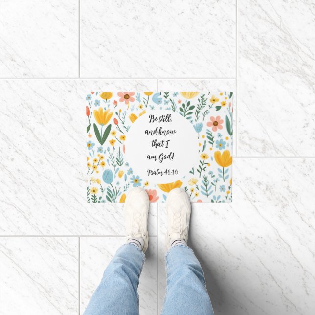 Tapete Psalm 46:10 Floral Doormat (Interior)