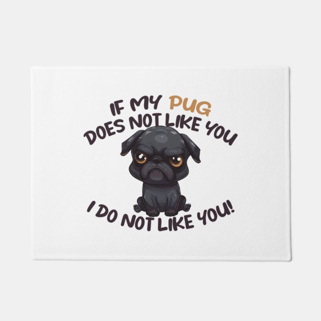 Tapete Pug com raiva (preto) - Design exclusivo (Frente)