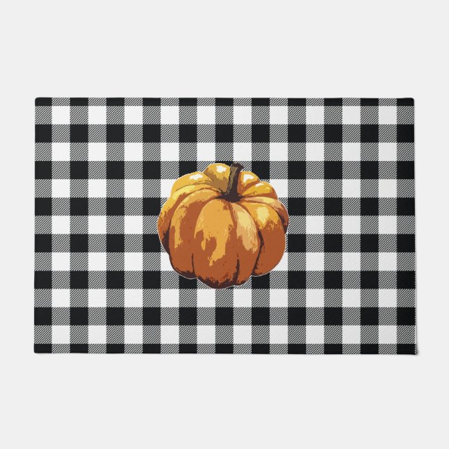Tapete Pumpkin Buffalo Check Patterno outono (Frente)