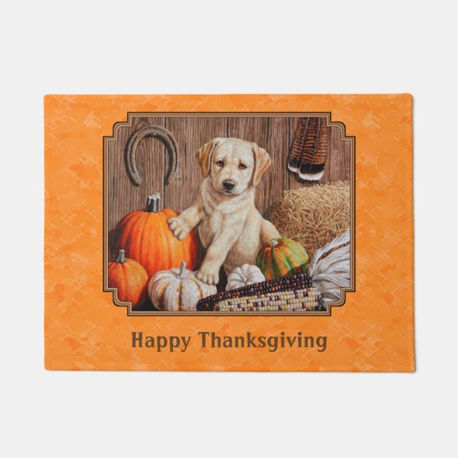 Tapete Pup Amarelo e Colheita de Pumpkin Laranja (Frente)
