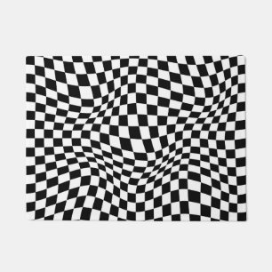 Tapete Quadro de Verificação Branco Preto Verificado por
