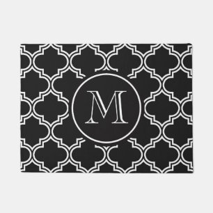 Tapete Quatrefoil preto e branco