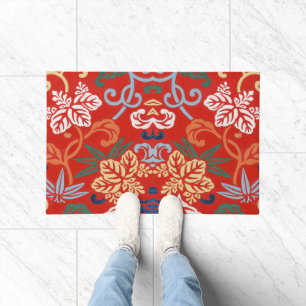 Tapete Quimono Japonês Floral Havaiano Vermelho Chinoiser