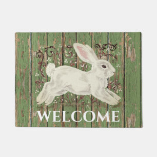Tapete Rabbit Russo Bem-Vindo Madeira Verde Qualquer Esta