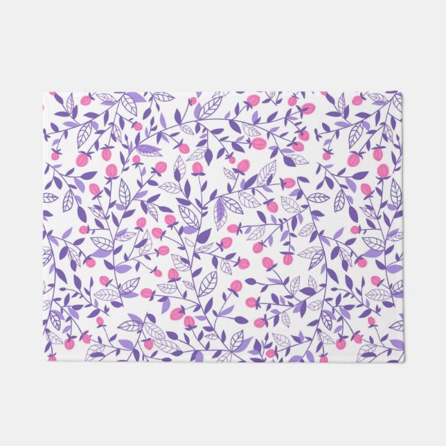 Tapete Rabiscos flóricos cor-de-rosa e violeta (Frente)