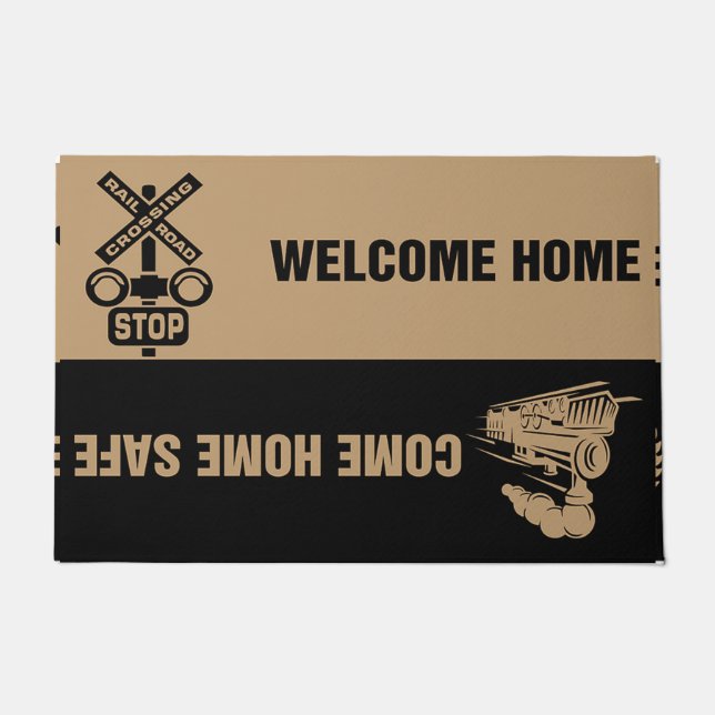 Tapete  Railroad Door Mats, Trains Front Porch Mat (Frente)