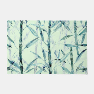 Tapete Ramais bambu, branco, verde, folhas, bambu