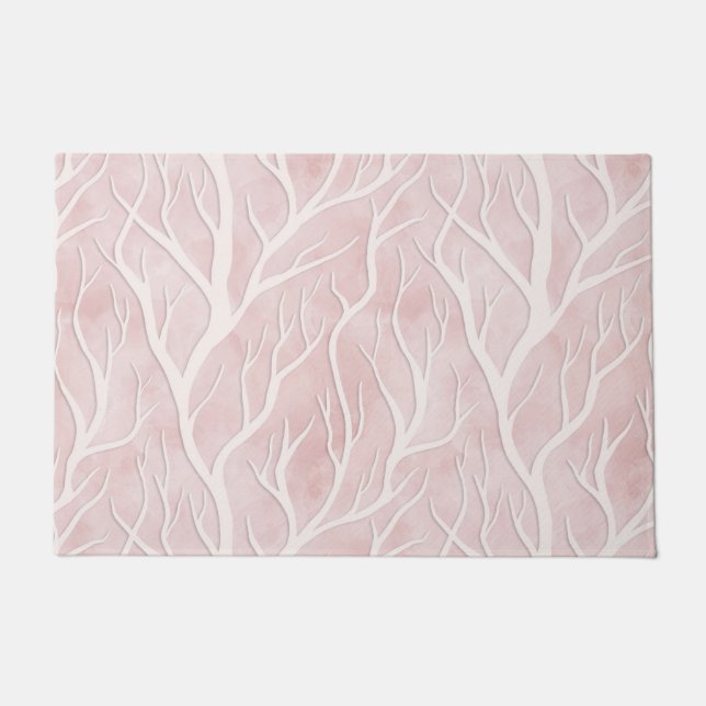Tapete Ramificações de Árvore Rosa Suave e Creme (Frente)
