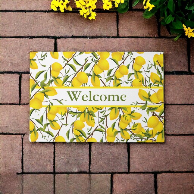 Tapete Ramificações de Árvores de Limão de Citros de Sumé (Sunny and welcoming. Elevate your front entry with a new welcome mat.)