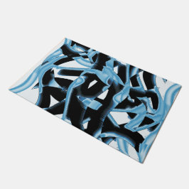 Tapete Raspas ou fitas azuis e pretas destruídas