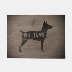 Tapete Rat Terrier Dog Silhuette Rustic Personalizado