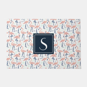 Tapete Rato Tropical Rosa Rosa, Flamingo Pattern Monogram