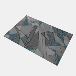 Tapete recortes triangulares de cinza com peças azuis esc