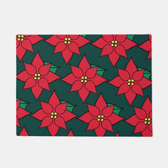 Tapete Red Christmas Poinsettia Doormat (Frente)