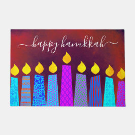 Tapete Red Happy Hanukkah Script Boho Candles Negrito Mod