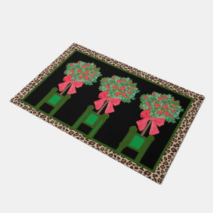 Tapete Red Leopard Holly Berry Chinoiserie Doormat