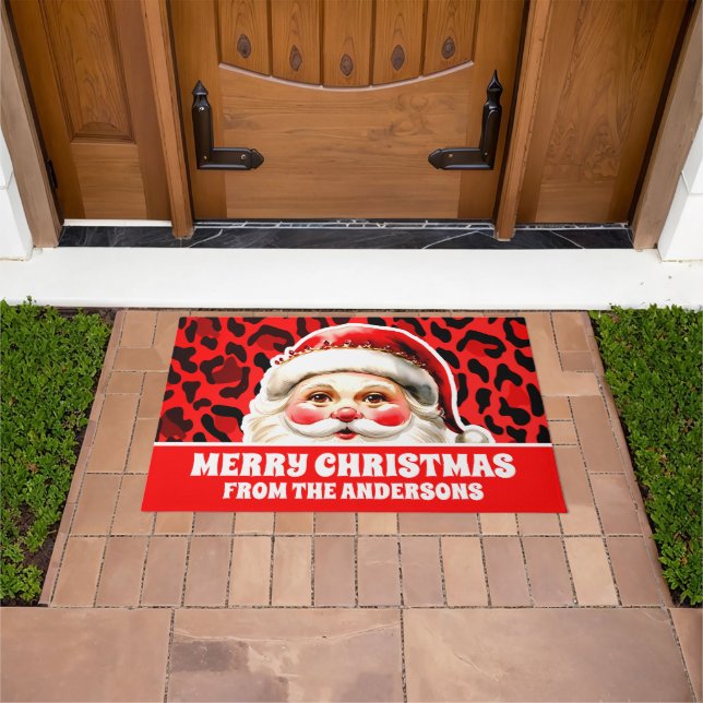 Tapete Red Leopardo Imprime Retro Papai Noel Natal (Ar livre)