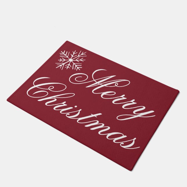 Tapete Red Merry Christmas Doormat Rug - Boas-vindas (Inclinado)