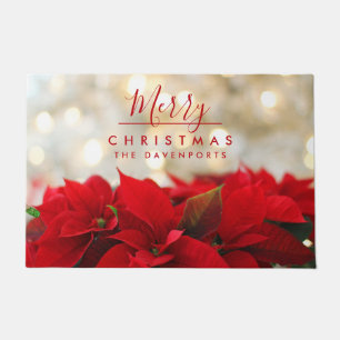 Tapete Red Poinsettias com Ouro Bokeh Feliz Natal