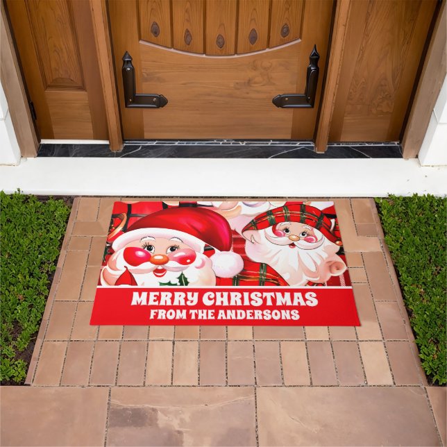 Tapete Red Vintage Santa Claus Tartan Xadrez Natal (Ar livre)