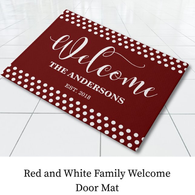 Tapete Red Welcome Family Door Mat (Criador carregado)