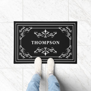 Tapete Redemoinhos Decorativos Pretos e Brancos com Nome
