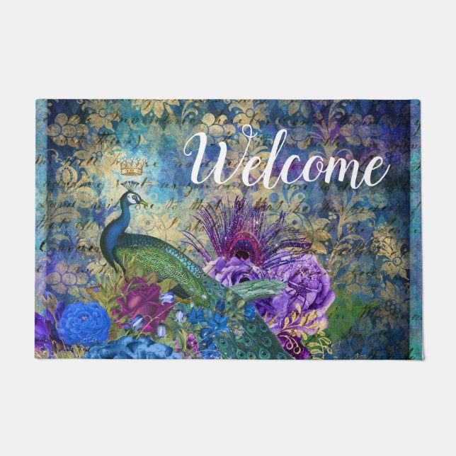Tapete Regal Peacock Peacocks Boas-vindas Mat Door Mat (Frente)