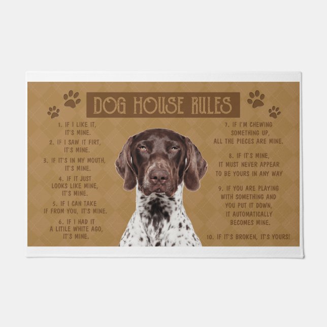 Tapete Regras Da Casa Dos Cachorros De Ponteiro, Se Quebr (Frente)