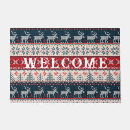 Tapete Reindeer de tricô Faux Faux Sweater Febre de Natal