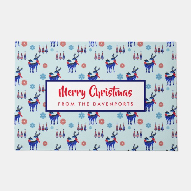 Tapete Renas, Árvores de Natal e Padrões de Neve (Frente)