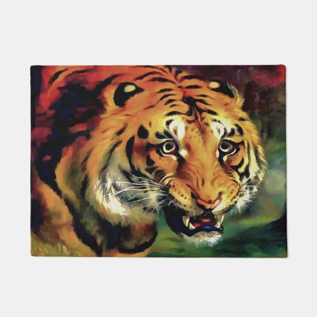 Tapete Retrato Artístico Snarling Tiger (Frente)