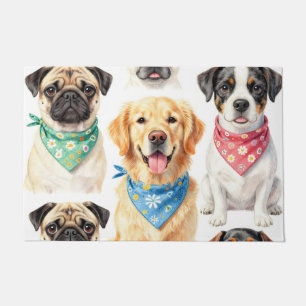 Tapete Retratos de Cachorro Fofos com Lenço de Colar em C
