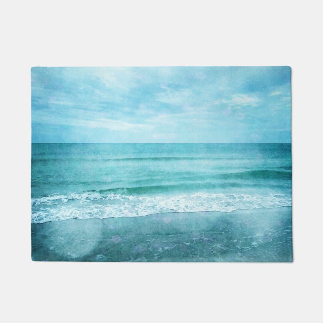 Tapete Retro Beach - Coaster Ocean Teal Blue Watercolor (Frente)
