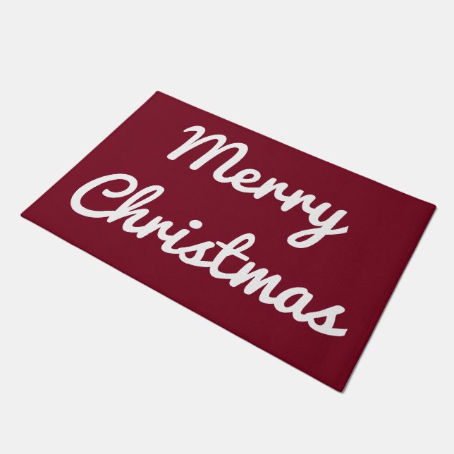 Tapete Retro Red Merry Christmas Bem-vindo Rug Doormat (Inclinado)
