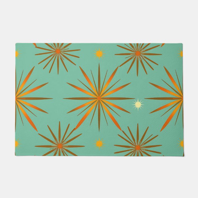 Tapete Retro Teal Orange Starburst Pattern (Frente)