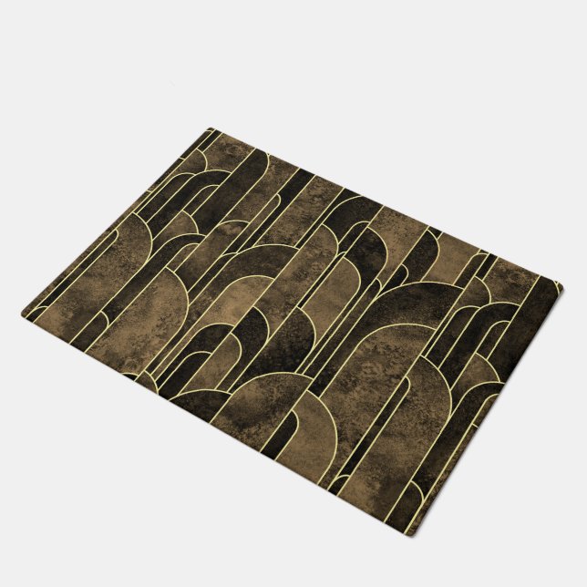 Tapete Rich Brown and Gold Art Deco Pattern (Inclinado)